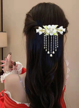 花朵流苏弹簧夹发夹2025夏季