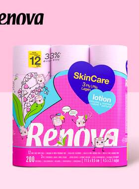 Renova粉色乳液卷纸12卷