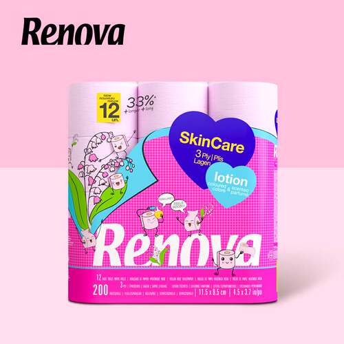 Renova粉色乳液卷纸12卷