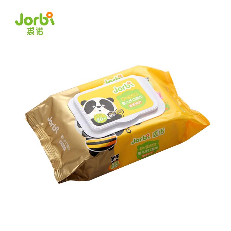 Jorbi/裘諾嬰兒手口濕巾80抽×24包蜂膠蘆薈去奶漬PP玩具水潤(rùn)保濕