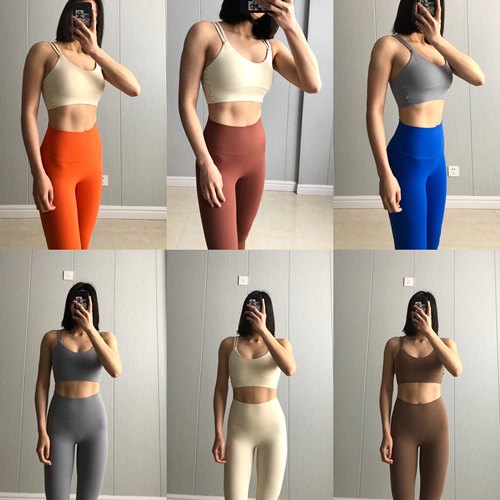 欧美裸感彩色蜜桃健身瑜伽长裤