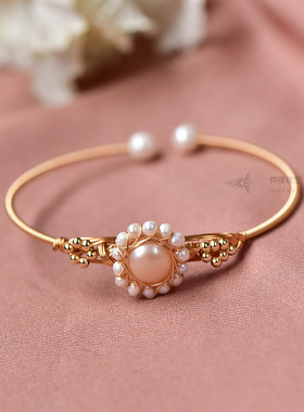 原创天然珍珠包金开口学生手环