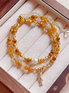 天然老蜡蜜蜡手链串珠