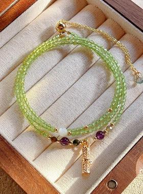 原创珠宝新中式橄榄石送女友颈链