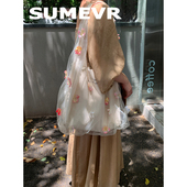 SummerEver 伊甸园之夏 原创手工花朵大容量度假单肩包斜挎包