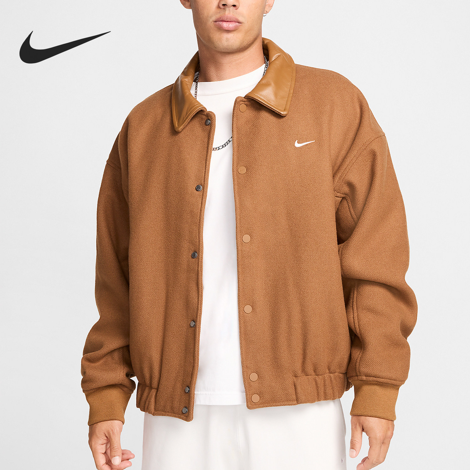 Nike/耐克正品Solo Swoosh男士复古翻领单排扣外套FZ1168-281