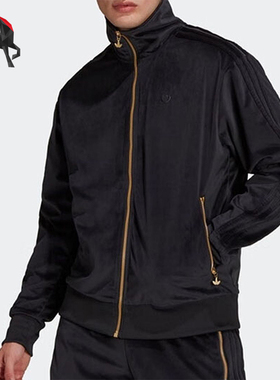 Adidas/阿迪达斯正品三叶草男士复古丝绒立领运动外套H09180