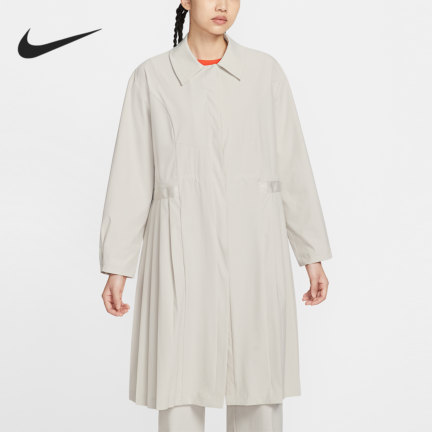 Nike/耐克正品Dri-FIT女士运动翻领轻盈长款休闲风衣HV3628-104