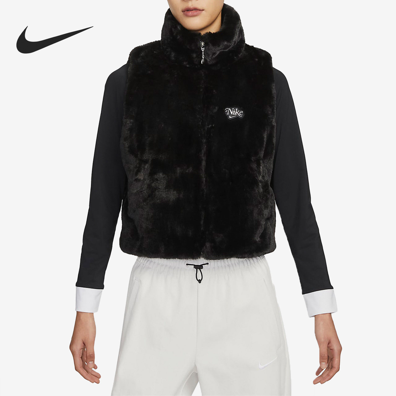 Nike/耐克正品Sportswear女子新款毛绒保暖马甲FB1916-010