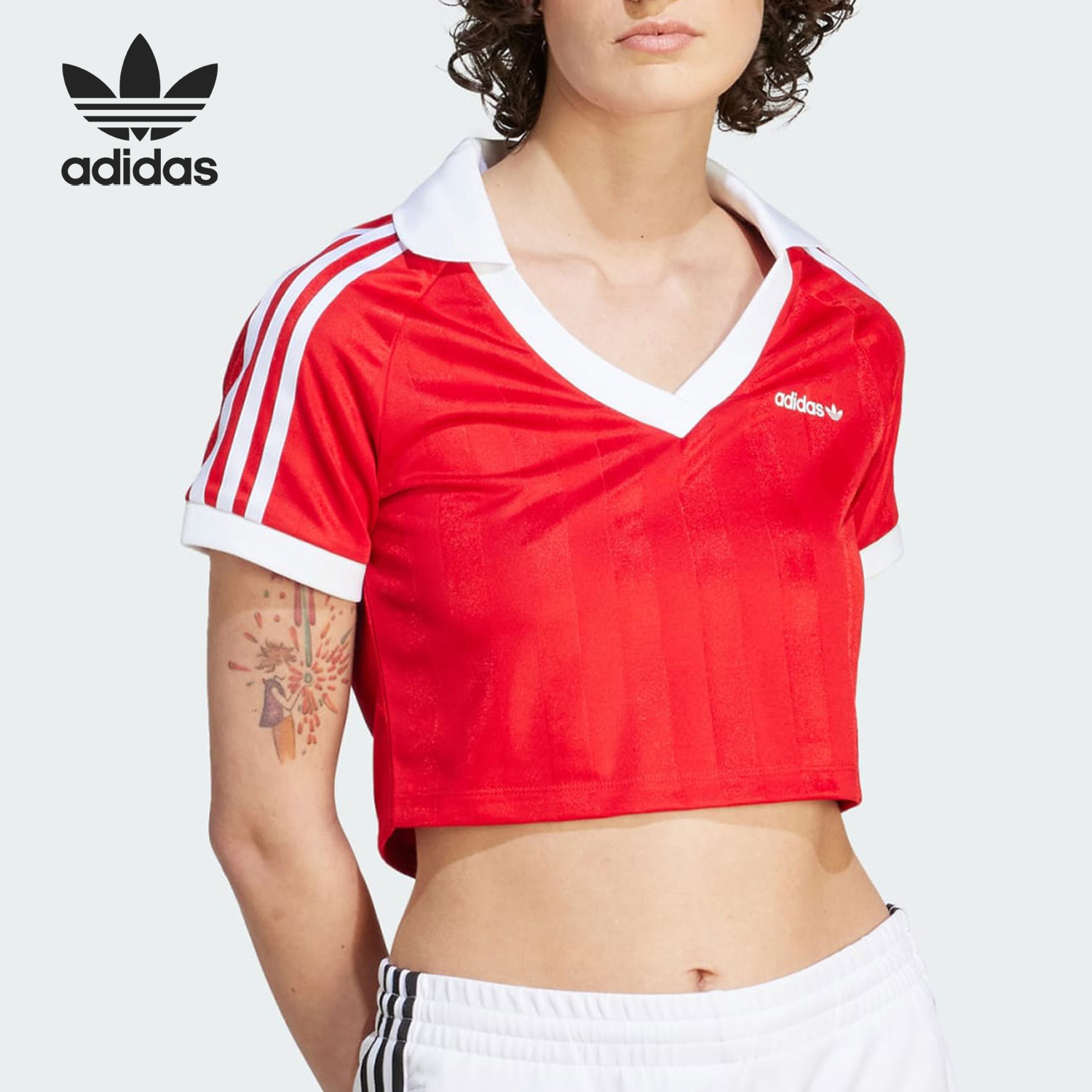Adidas/阿迪达斯官方正品三叶草女士时尚休闲短款运动短袖IR9778