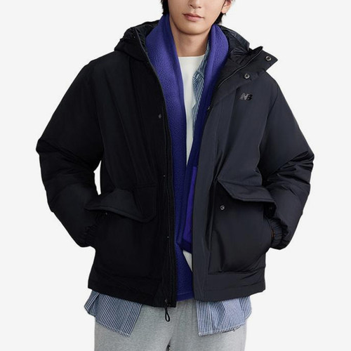 New Balance/NB正品户外男士简约保暖连帽运动羽绒服AMJ43359-BK