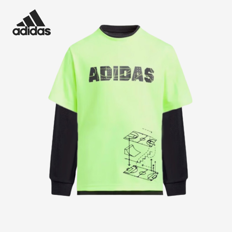 Adidas/阿迪达斯正品2023新款儿童透气运动时尚长袖T恤IQ1288