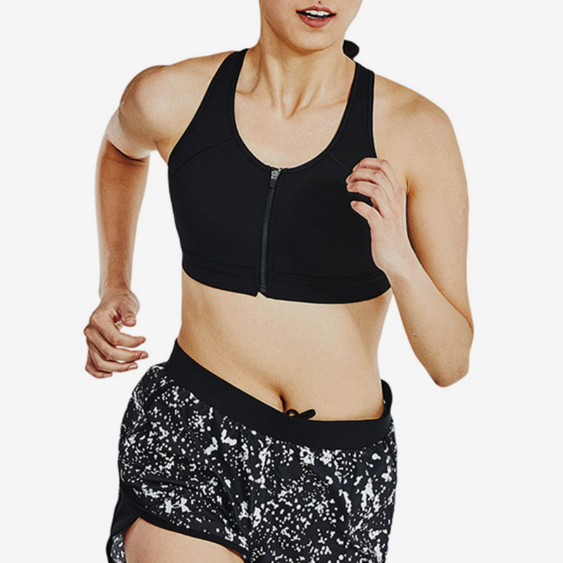 安德玛女子纯色拉链训练运动内衣