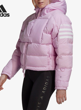 Adidas/阿迪达斯正品秋冬新款女士保暖短款连帽羽绒服HG3164