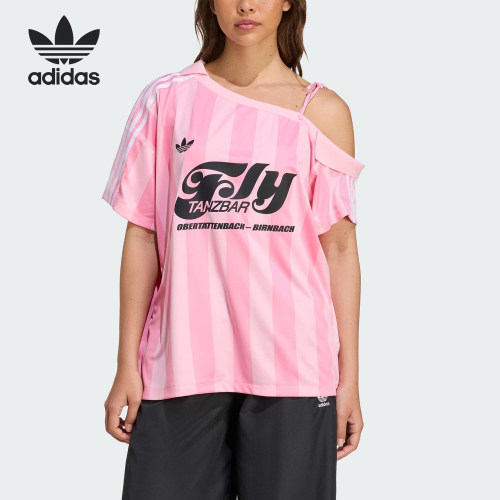 Adidas/阿迪达斯正品三叶草女士露肩经典足球透气训练短袖KD2277