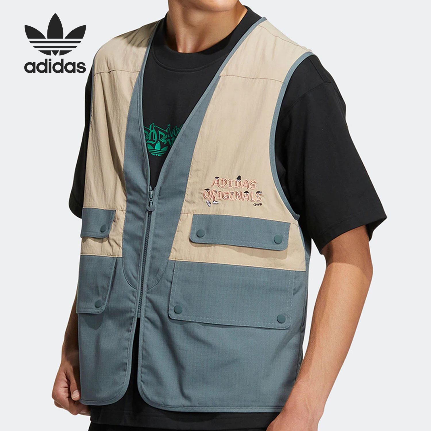 Adidas/阿迪达斯正品三叶草男女运动拼接休闲透气马甲IA8477