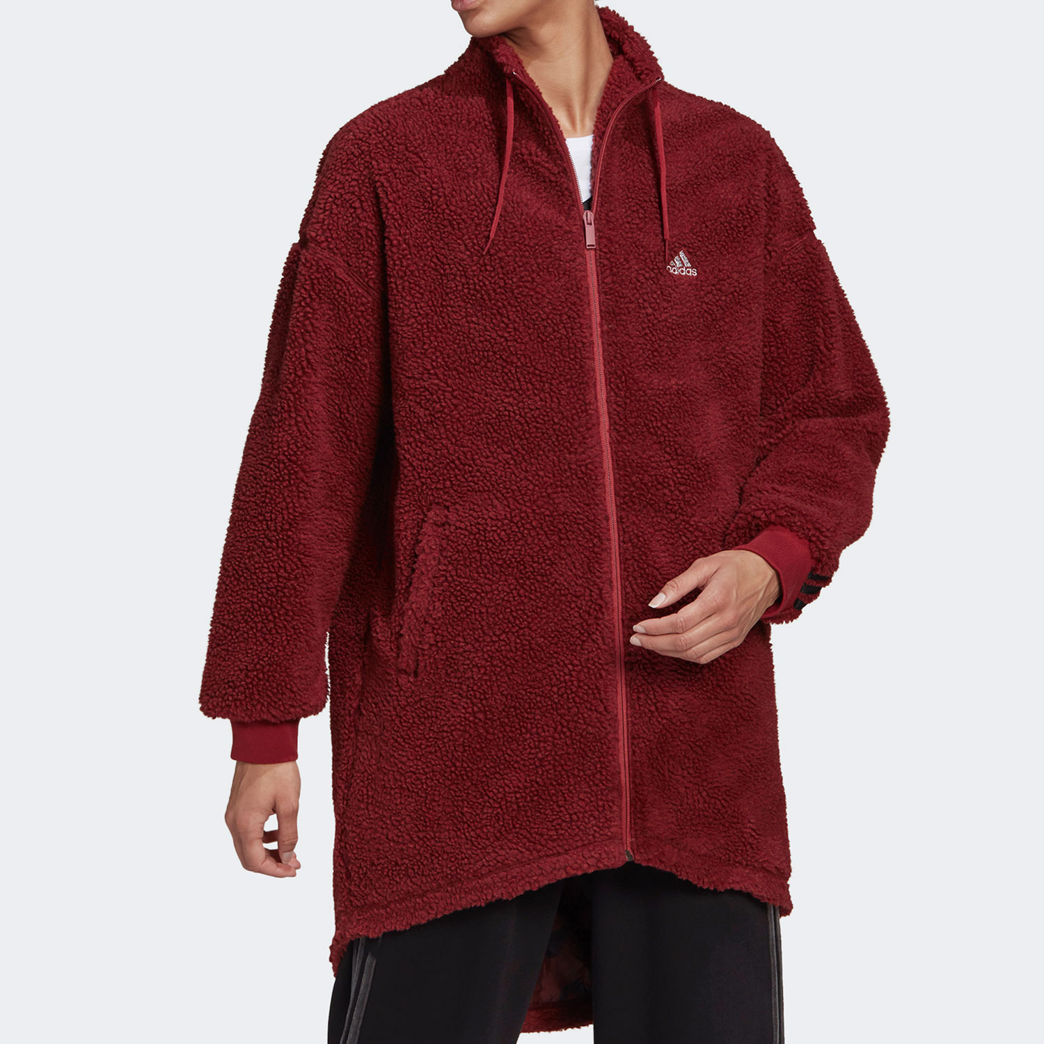 Adidas/阿迪达斯正品冬季新款中长款女子羊羔绒保暖外套 H25107