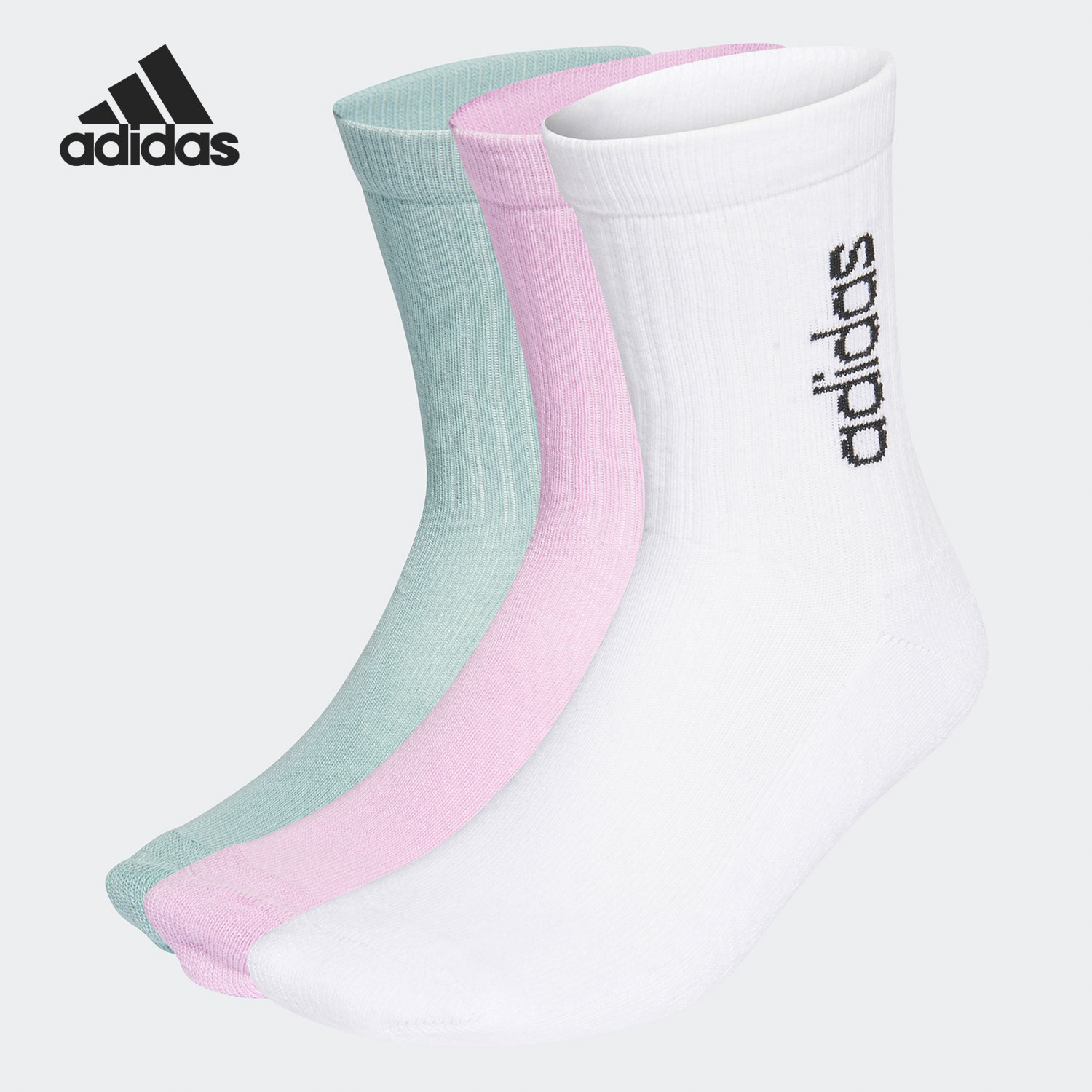 Adidas/阿迪达斯正品当季男女休闲日常3双装运动短筒袜GN9545