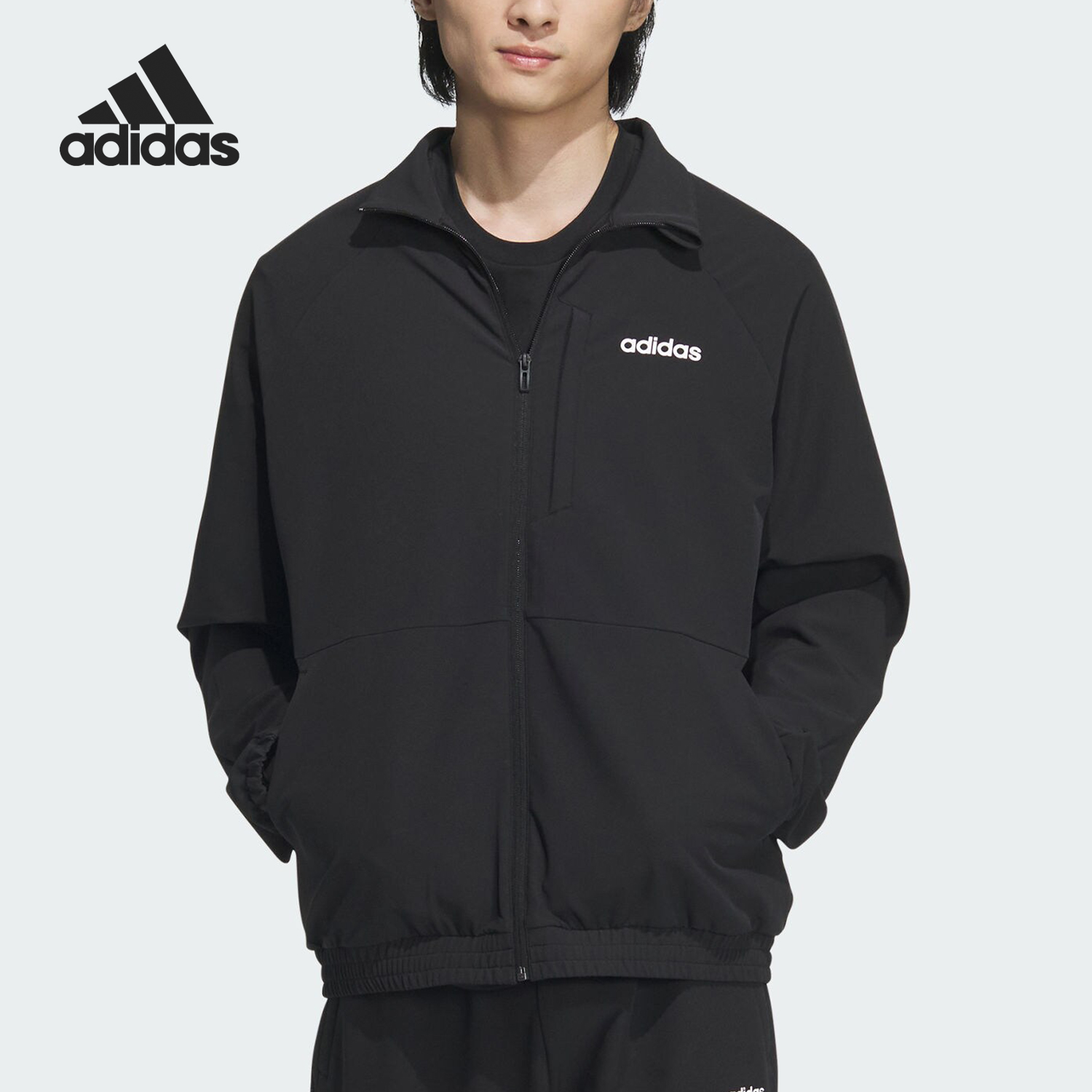 Adidas/阿迪达斯官方正品立领男士梭织运动休闲夹克外套JE1342