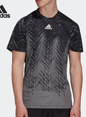 Adidas/阿迪达斯正品男子印花网球运动圆领短袖T恤 GT7819