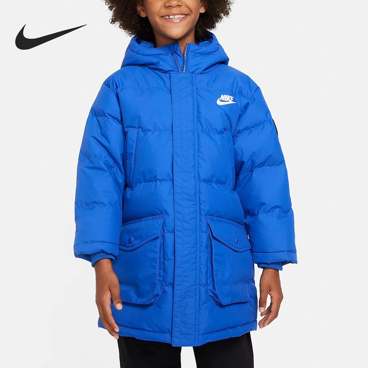 Nike/耐克正品冬季新款儿童连帽保暖时尚羽绒服FV3069-480