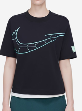 Nike/耐克正品女士品牌Logo圆领休闲落肩袖短袖T恤DB7467-010