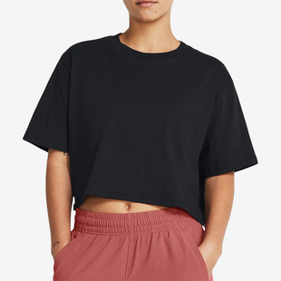 Boxy Crop SS女士短款 T恤1383681 Campus 短袖 001 安德玛正品