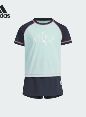 Adidas/阿迪达斯正品LG CD2 SET小童印花撞色短袖套装IT1775