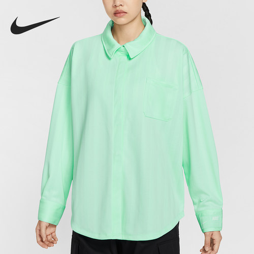 Nike/耐克正品Sportswear女士宽松条纹翻领衬衫HV1957-353