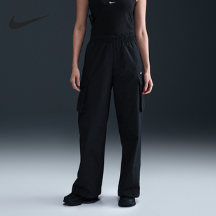 Nike/耐克正品2025春季女士梭织宽松抽绳工装长裤HM6977-010