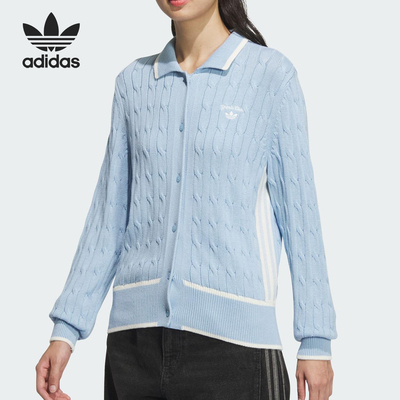 阿迪达斯女士时尚复古针织外套