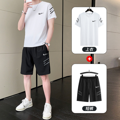 耐克顿夏季新款冰丝运动套装男士