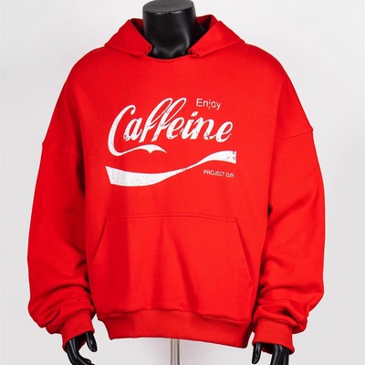 恶搞标语印花连帽卫衣