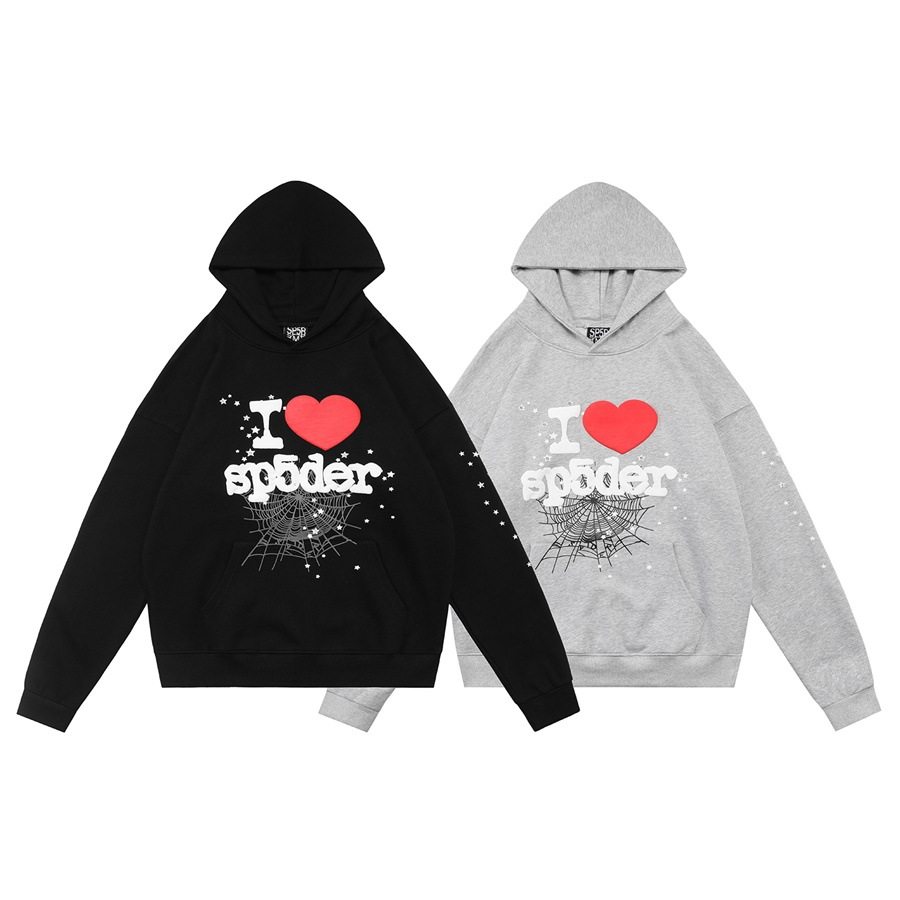 蜘蛛网发泡印花帽衫美式嘻哈