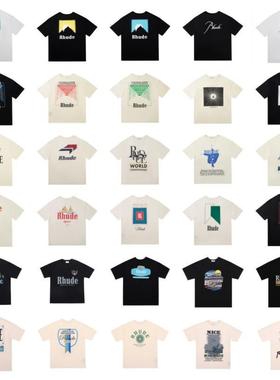 高街品质宽松oversize情侣装美式潮牌印花YYZP RHUDE短袖T恤