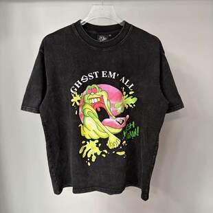 风复古水洗做旧上衣卡通印花圆领短袖 男女T恤 SEVENS美式 TRIPLE