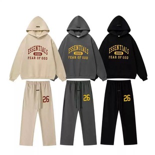 套装 FOG复线ESSENTIALS美式 高街字母印花宽松连帽卫衣休闲长裤
