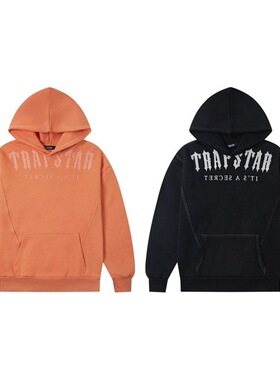 Trapstar早秋嘻哈潮美潮字母印花LOGO高街宽松男女加绒连帽卫衣