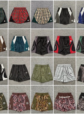 Broken planet破碎星球街头撞色休闲宽松男女同款拼接梭织短裤夏