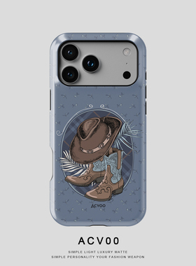 Acvoo复古西部牛仔蓝色牛仔靴iPhone17Promax保护14适用于苹果13手机壳12防摔壳11不褪色可水洗全包