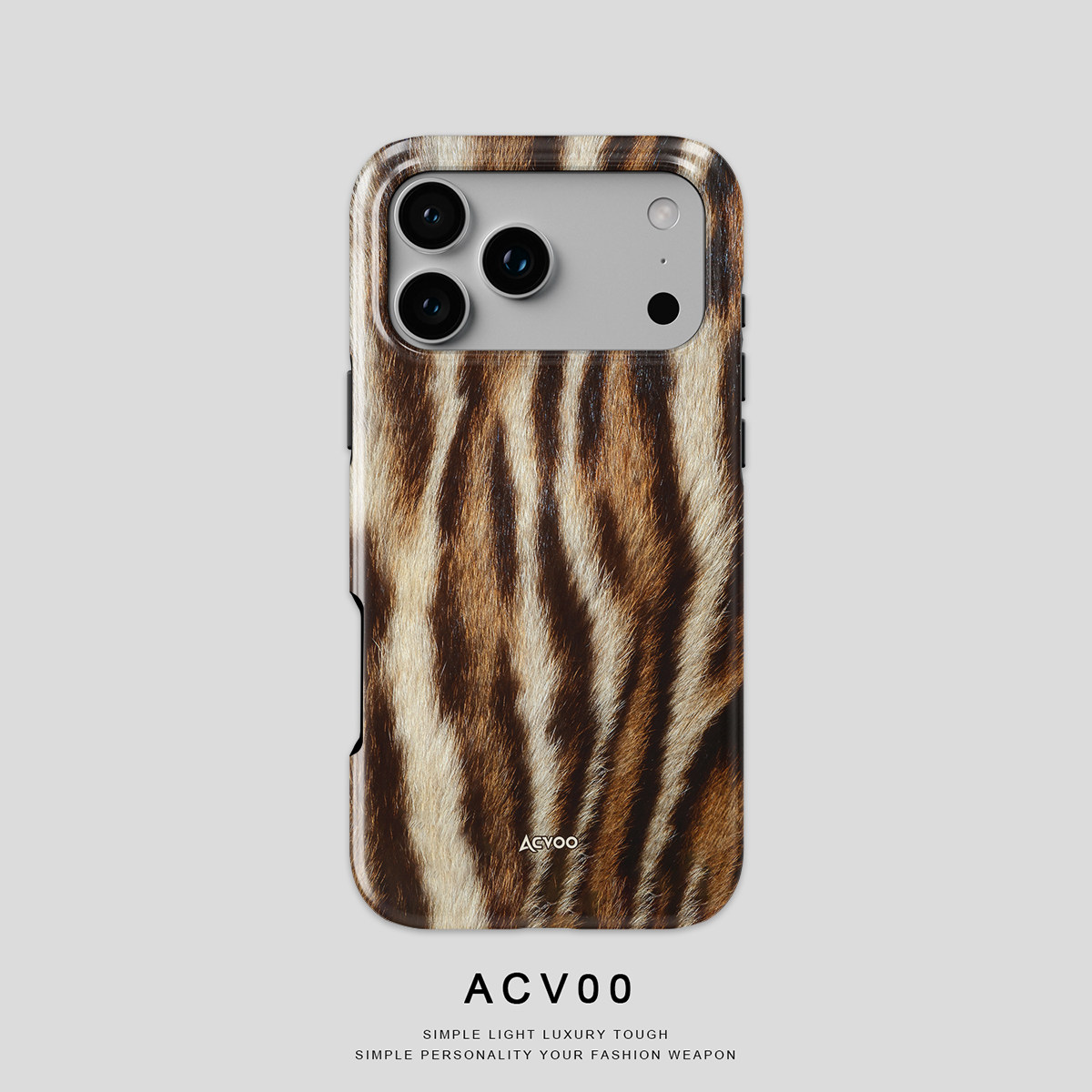 Acvoo仿真虎皮虎纹纹理iiPhone17Promax保护16适用于苹果15手机壳14防摔壳13不褪色12环保全包 - 实物图