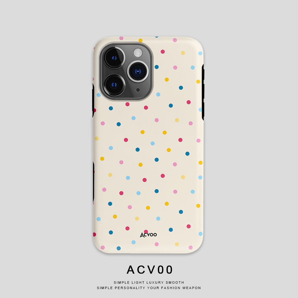 Acvoo彩色波点奶油壳iPhone16Promax保护15适用于苹果14手机壳13防摔壳12不褪色11环保可水洗全包