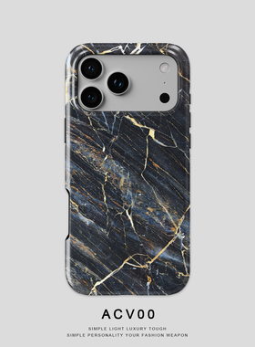 Acvoo黑色大理石纹iPhone17Promax保护16适用于苹果15手机壳14防摔壳13不褪色12环保11可水洗Air全包