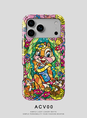 Acvoo复古海报玻璃画绿色粉色iPhone16Promax保护14适用于苹果13手机壳12防摔壳11不褪色可水洗全包