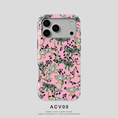Acvoo复古粉色豹子个性 iPhone17Promax保护16适用于苹果15手机壳14防摔壳13不褪色12环保11可水洗Air全包