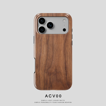 Acvoo仿真木纹iPhone17Promax保护16适用于苹果15手机壳14防摔壳13不褪色12环保11可水洗Air全包