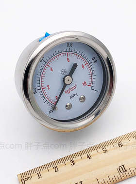 Y-50Z压力表0~10KG气压表背轴向接头牙PT1/4水压50mm1MPa表压力表