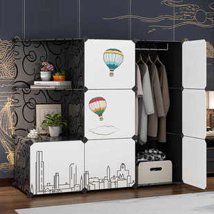布艺经济型柜子卧室租房宿舍收纳挂塑料家用布衣橱子 简易衣柜组装