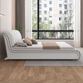 现代简约新款 主卧室皮艺1.8m双人轻奢实木高箱储物免洗科技布婚床