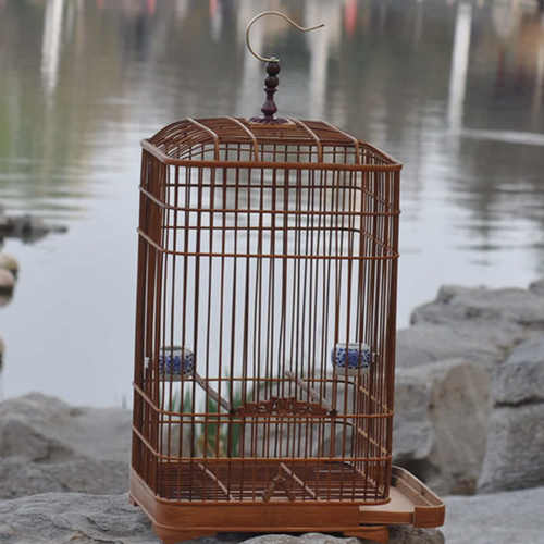 竹制鸟笼手工作坊直销蜡嘴颠颏竹笼送配件玉鸟方笼黄雀笼活底抽屉